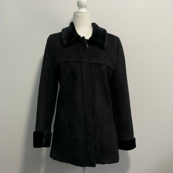 Naturali Italiana Moda Women Black Coat‎ Size L - Picture 1 of 9